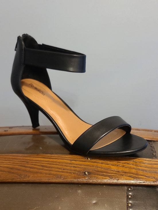 Style & Co. Shoes - Style & Co. Black Ankle-Strap Mid Heel Sandals, Sz 9, New